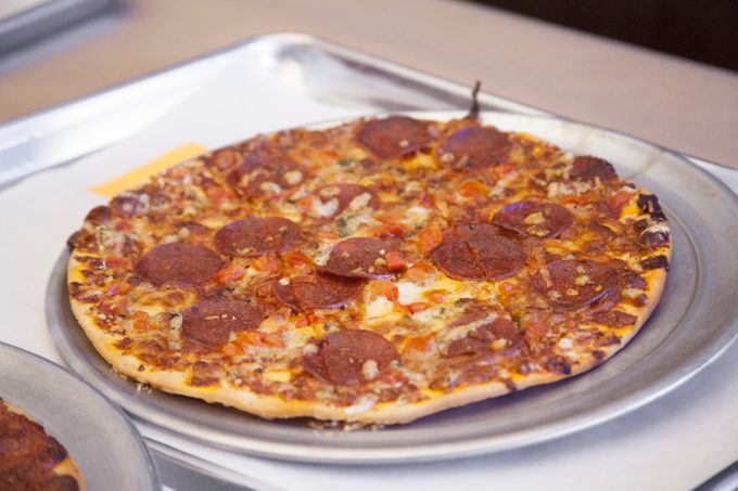 California pizza kitchen pizza on a platter