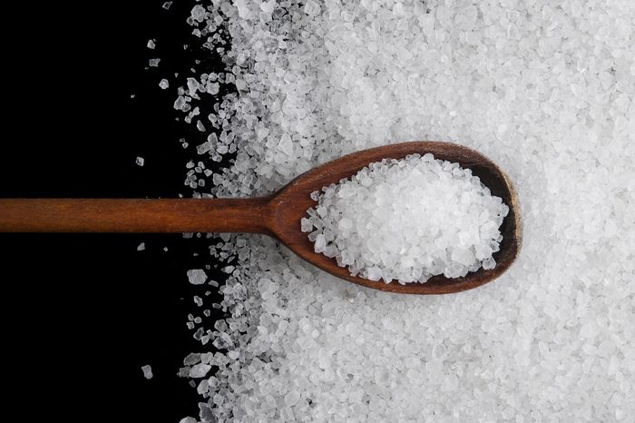 Sea salt crystals on a black background