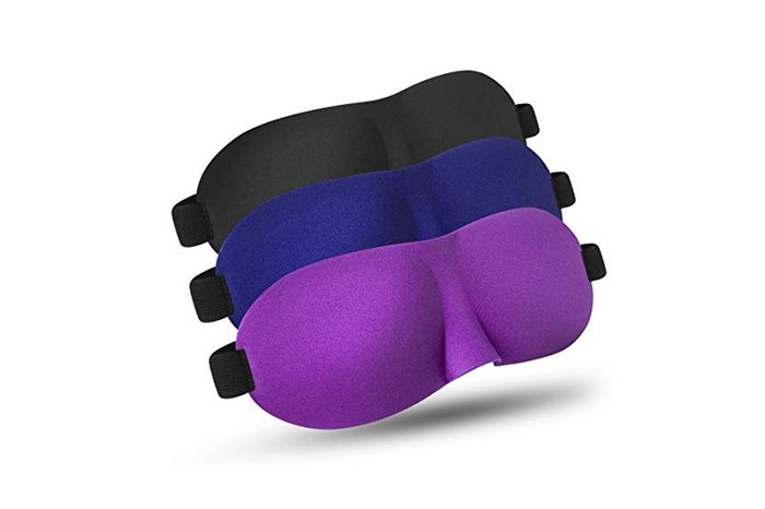 YIVIEW Sleep Mask Pack of 3, Lightweight and Comfortable, Super Soft, Adjustable 3D Contoured Eye Masks for Sleeping, Shift Work, Naps, Night Blindfold Eyeshade for Men and Women, Black/Blue/Purple