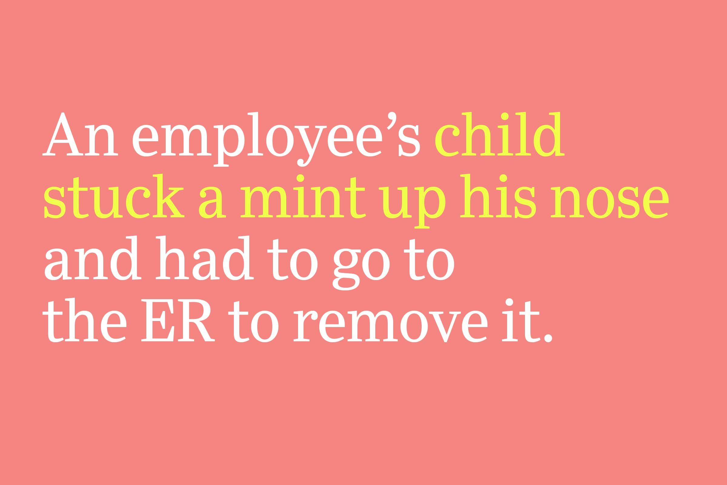 child stuck a mint up his nose