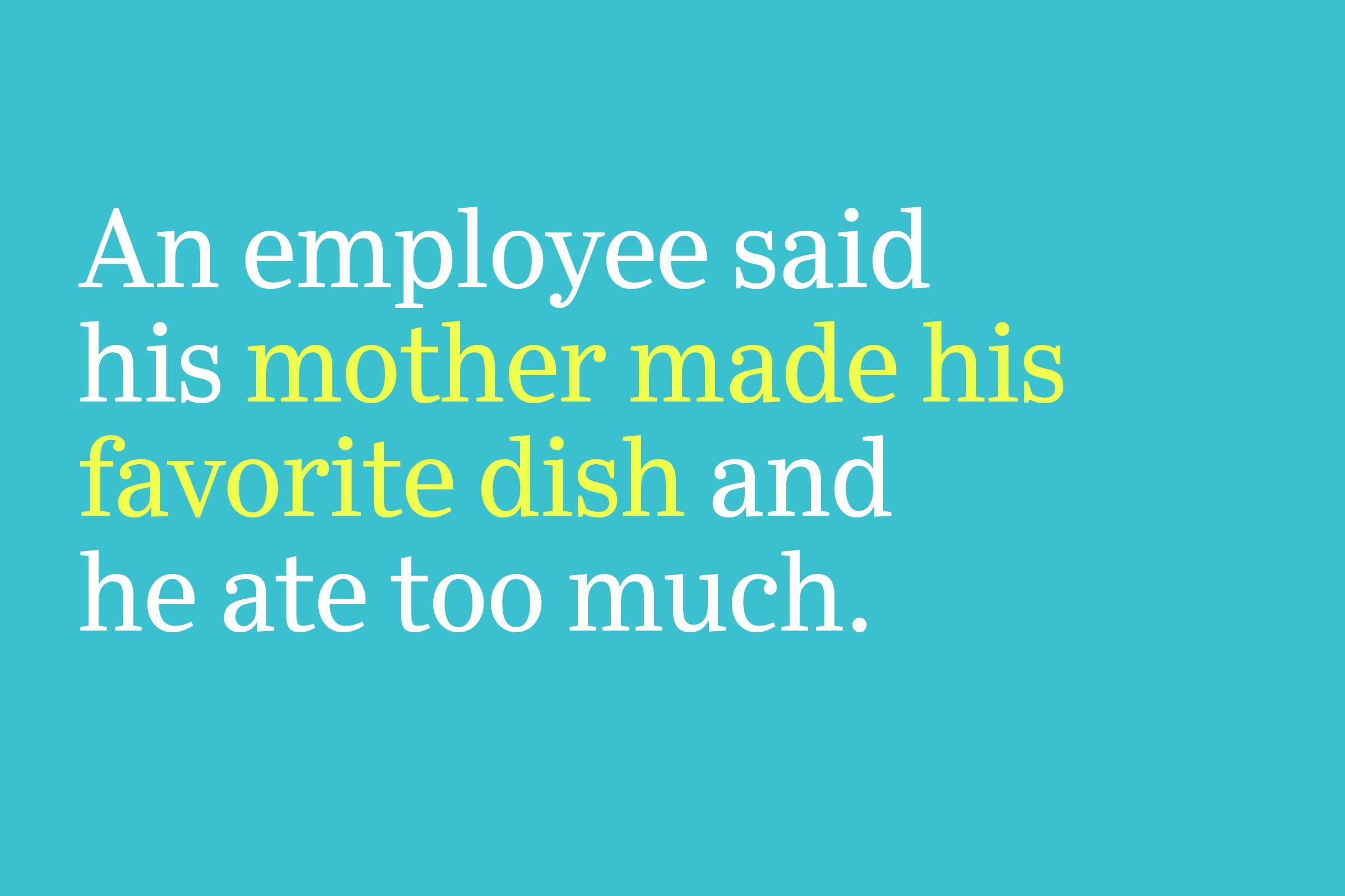 mother made his favorite dish