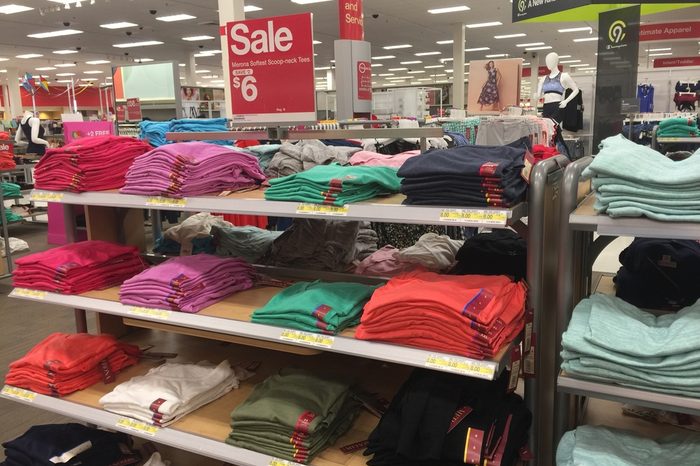 AUGUST 6 2017 - CRYSTAL, MINNESOTA: A Target store has Merona clothing, their in-house women's clothing fashion line, on sale. Target is discontinuing this line of clothing