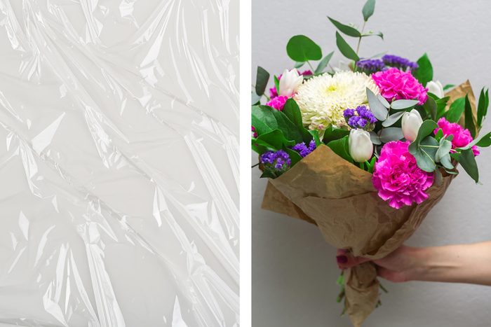 plastic wrap flowers