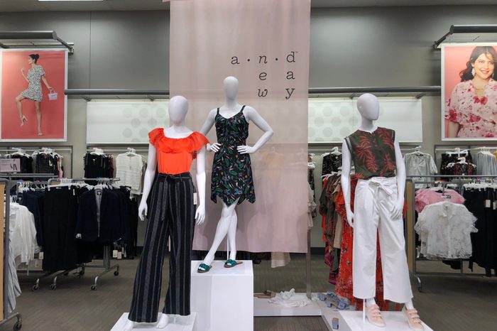JUNE 13 2018 - CRYSTAL, MN: Display inside of a Target retail store shows the new women's clothing "fast fashion" brand A New Day on mannequins.