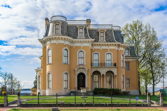 NEW ALBANY, INDIANA, USA - APRIL 5 2016: The Culbertson Mansion is located on Main Street in the Mansion Row Historic District.