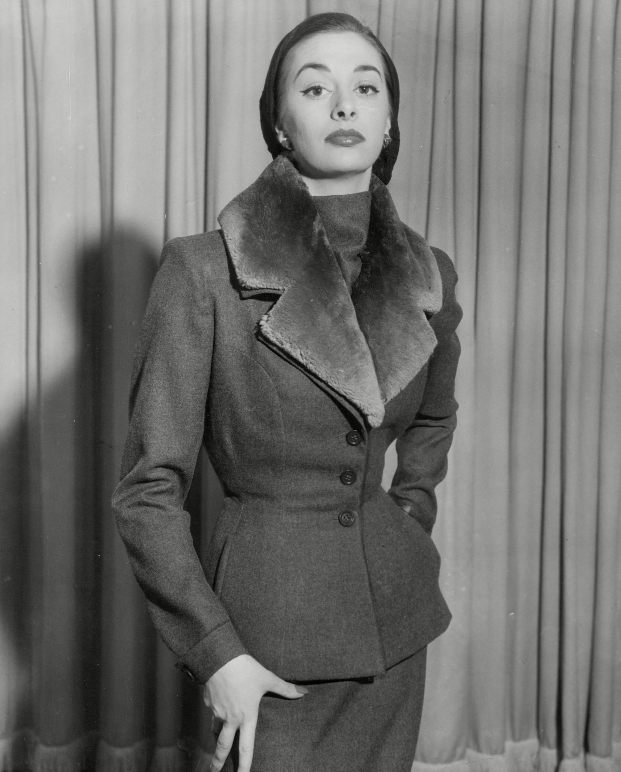 Fashion Women 1952 Model Wearing Various Fur Fashions.