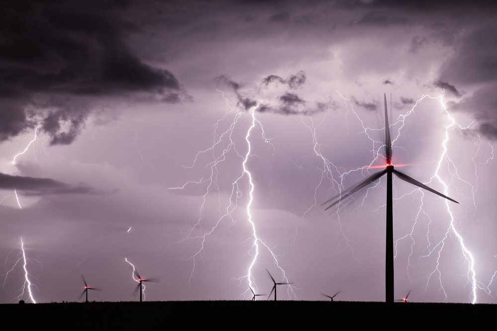Thunderstorm over a wind farm
