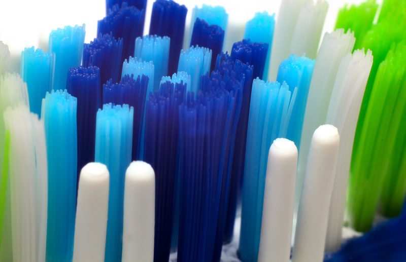 Close up shot of tooth brush bristle