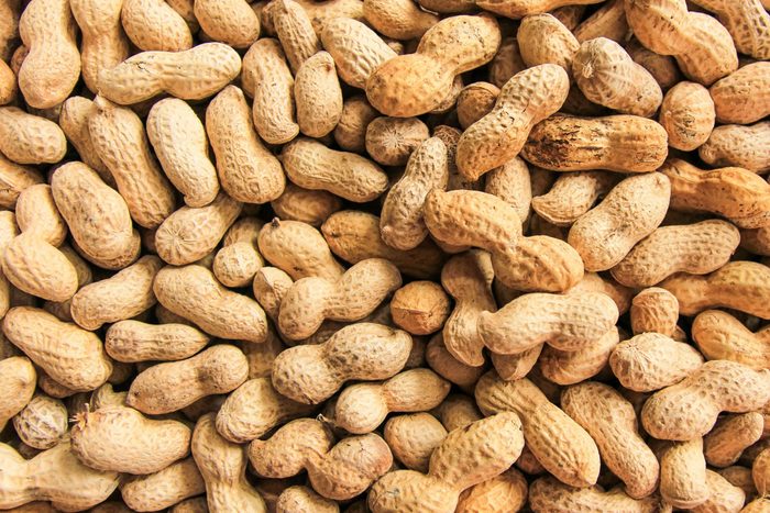 peanut in a shell texture. food background of peanuts