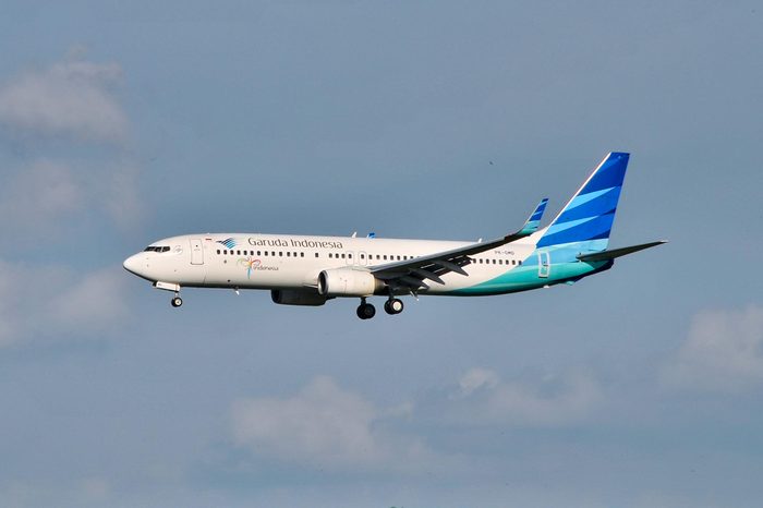 SEPANG, MALAYSIA - JANUARY 8, 2017: Garuda Indonesia Airlines plane Boeing 737-8U3, Registration name PK-GMD, arrive at KLIA airport on January 8, 2017 in KLIA, Sepang, Malaysia.