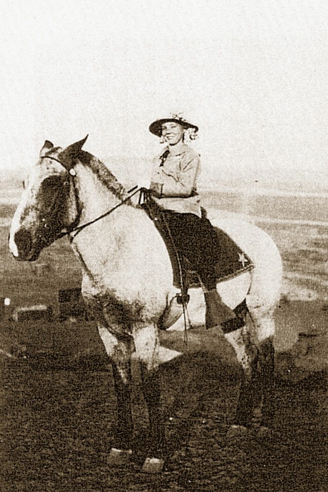 student traveling on horse to school vintage