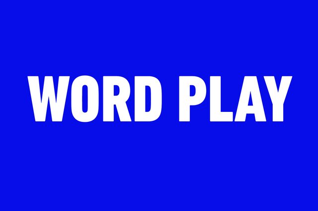 White text reading "WORD PLAY" sits centered on a solid blue background.