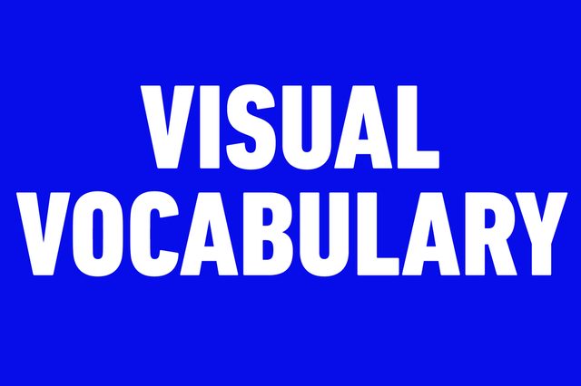 White text "VISUAL VOCABULARY" on a bright blue background, centered and bold.