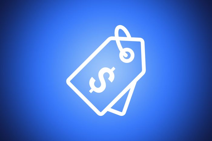 iocn of sale tag on blue background