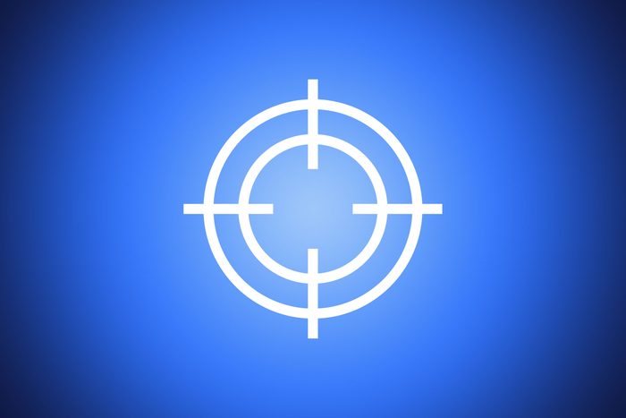 crosshairs icon on blue background