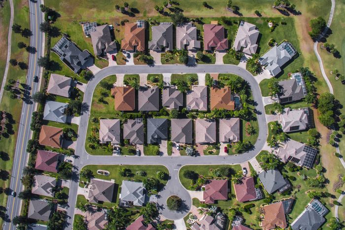 Top-Down aerial view of vast neighborhood