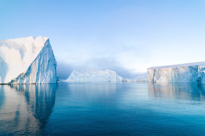 Arctic Icebergs on Arctic Ocean in Greenland