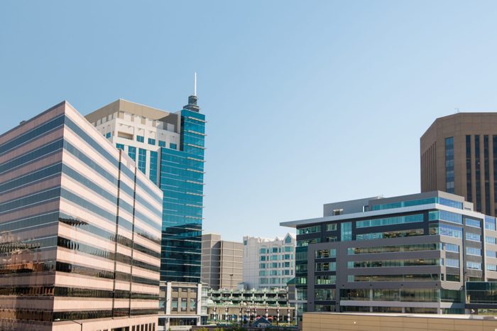 Downtown Boise Idaho skyline from the street