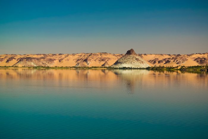 Panoramic view to Teli lake group of Ounianga Serir lakes , Ennedi, Chad