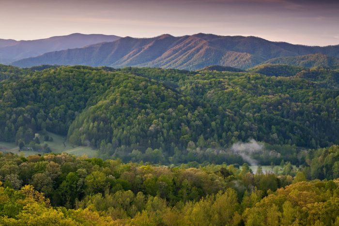 Sunrise in the Smoky Mountains viewed from an overlook along Foothills Parkway just outside Townsend, Tennessee.
