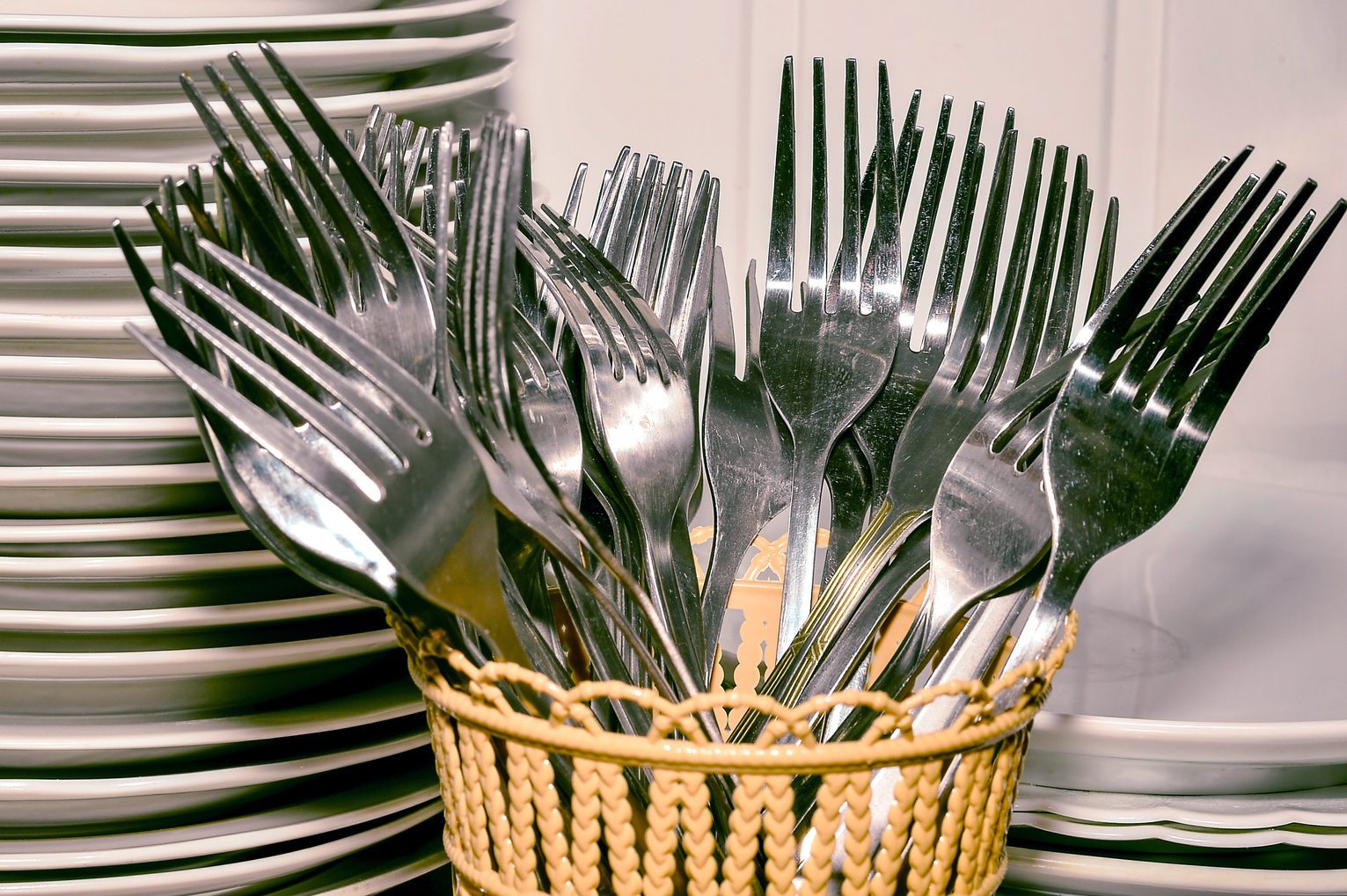 Stack Of Plates And Spoons