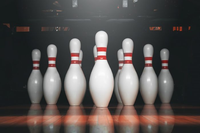 bowling ball and pins