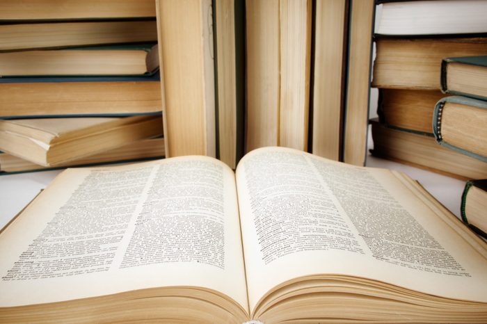 Books , selective focus on nearest part of
