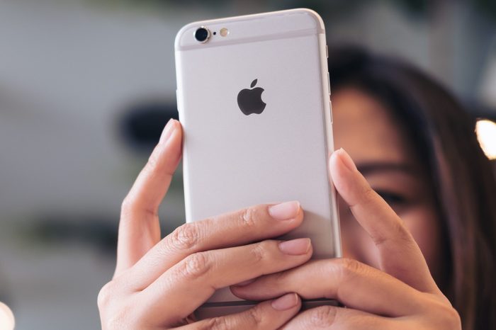 using and looking at smart phone