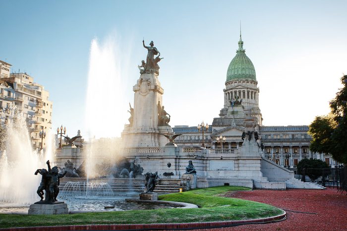 Building of Congress and the fountain in Buenos Aires, Argentina