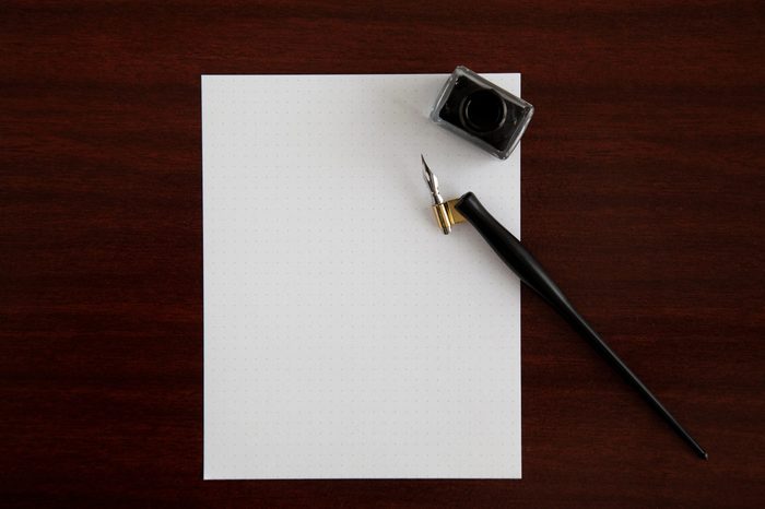 Nankin calligraphy pen on white paper with black ink