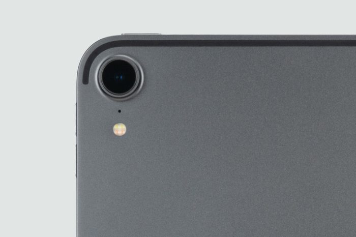 close up of ipad camera lens and volume buttons