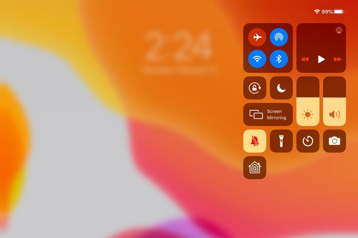 ipad screenshot showing the control panel