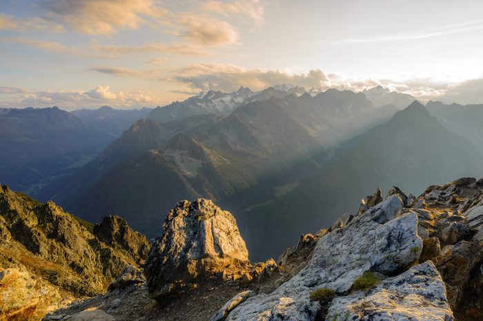 Summit sunset in the Swiss alps