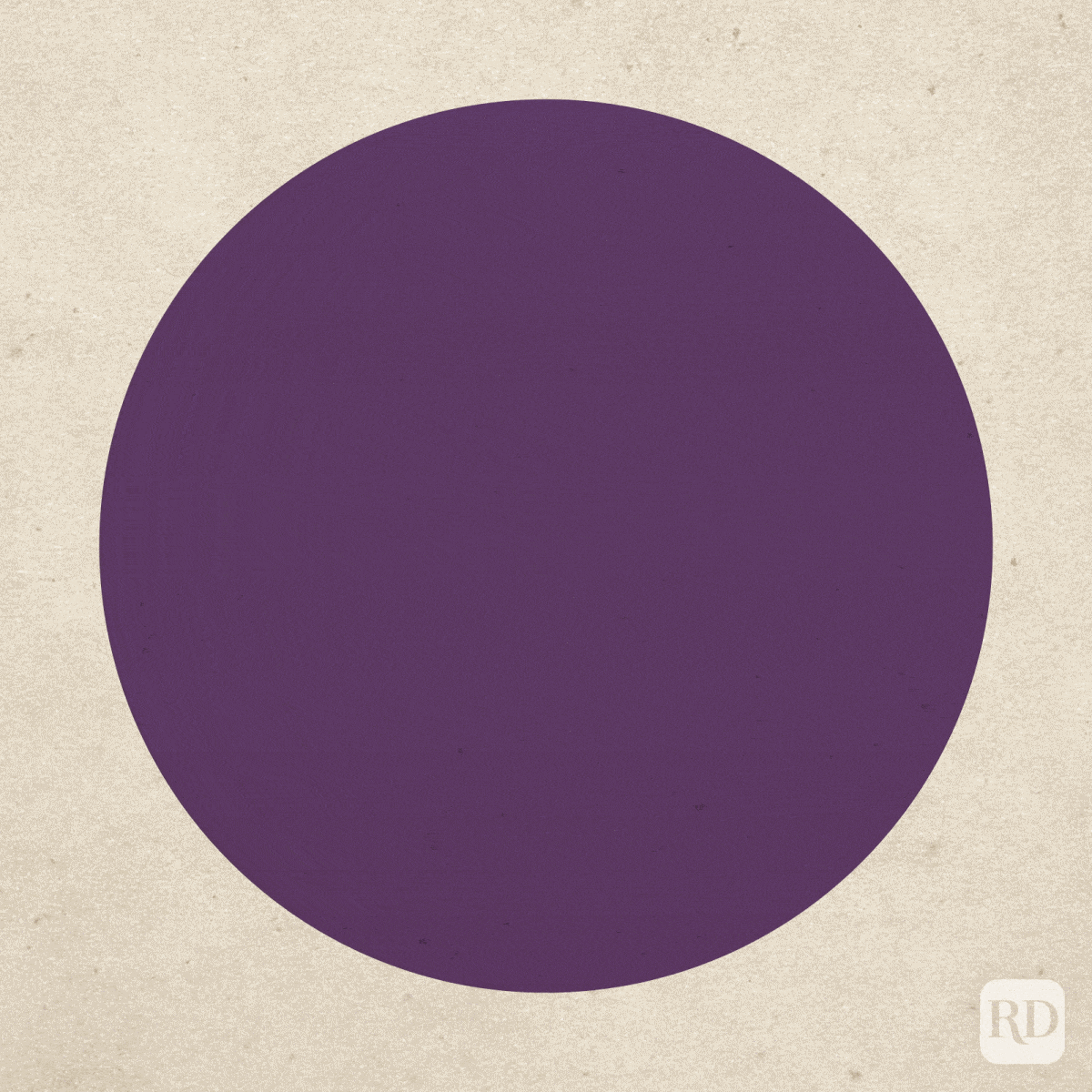 Purple circle gradually shifts into a heart shape, set against a textured beige background.
