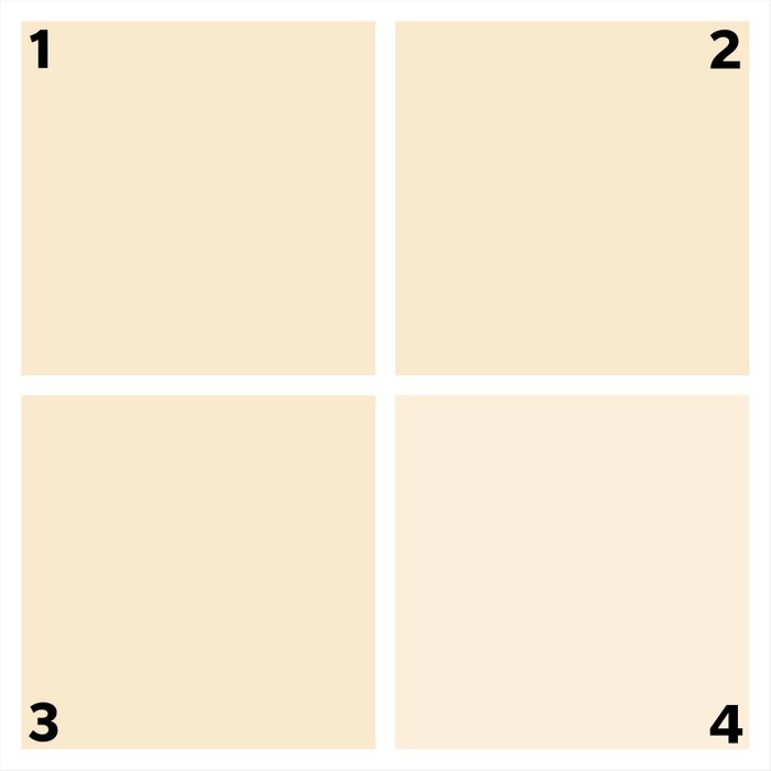 four beige squares. one is different.