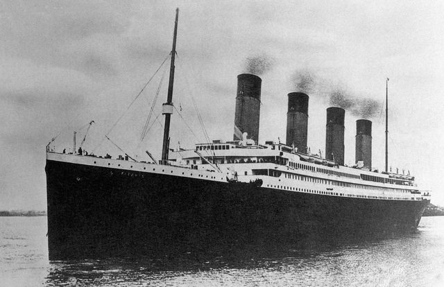 The White Star Line passenger liner R.M.S. Titanic embarking on its ill-fated maiden voyage.