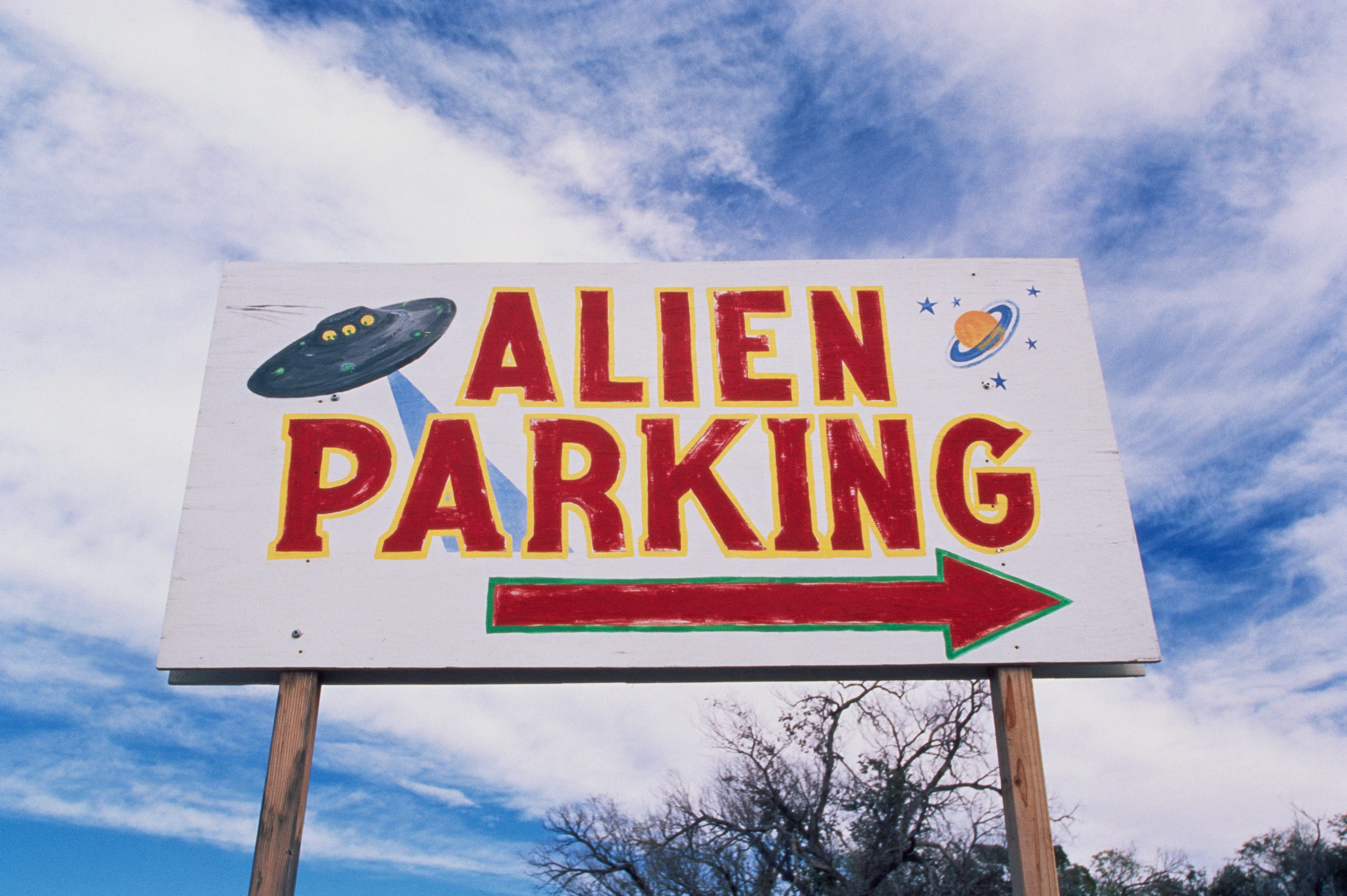 "Alien Parking" Directional Sign
