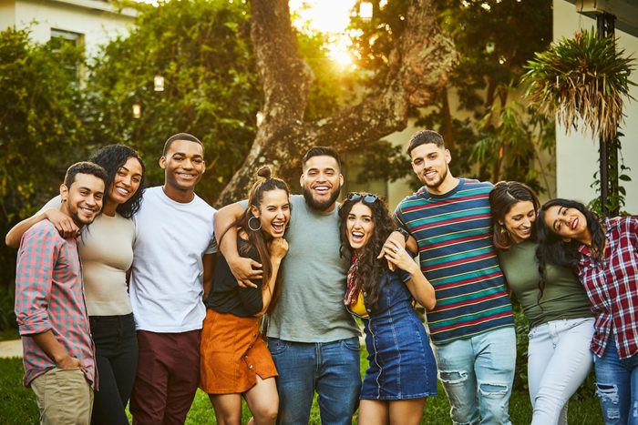 Portrait of multi-ethnic happy friends in party
