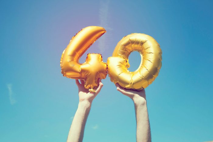 Gold number 40 balloon
