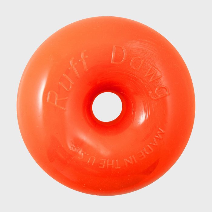 Red, round rubber ring engraved with 