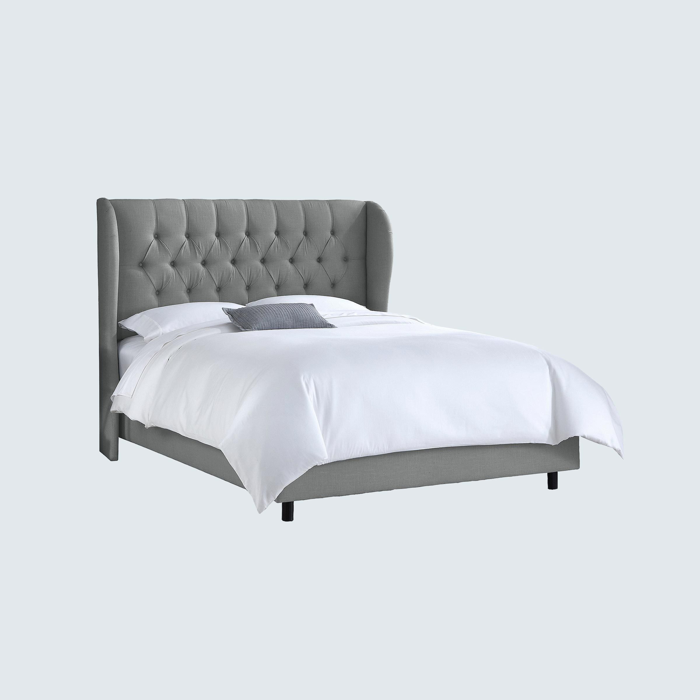 Skyline Furniture Linen Tufted Wingback King Bed