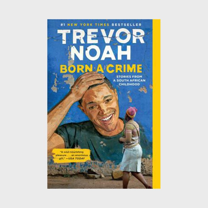 A book cover features a smiling man touching his head, with a child in the foreground. Text: 