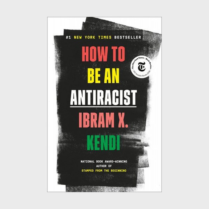 Book cover displays text in red, yellow, and green on a textured black-and-white background. Text includes 