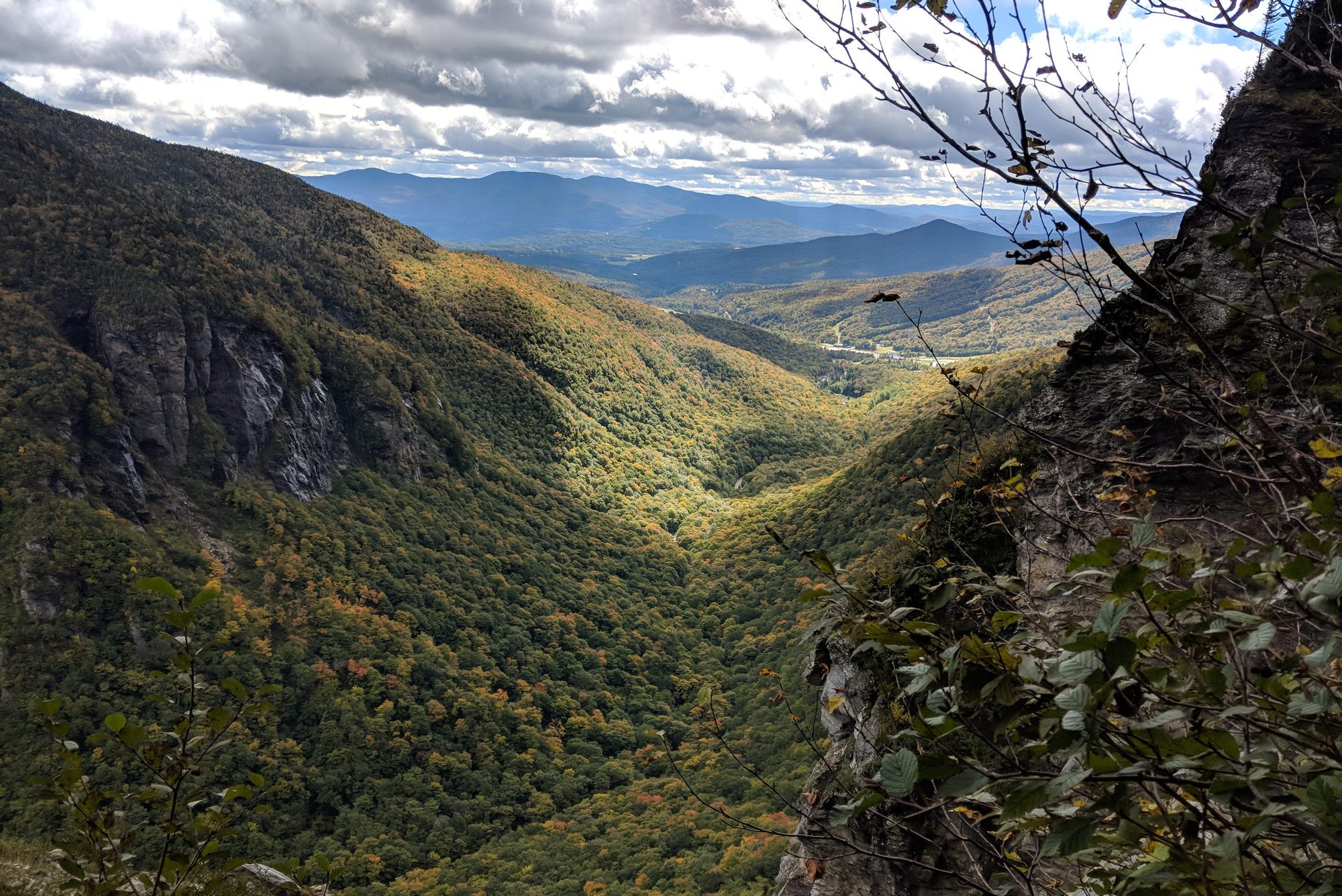 Smugglers' Notch Vermont looking towards Stowe as Autumn approaches