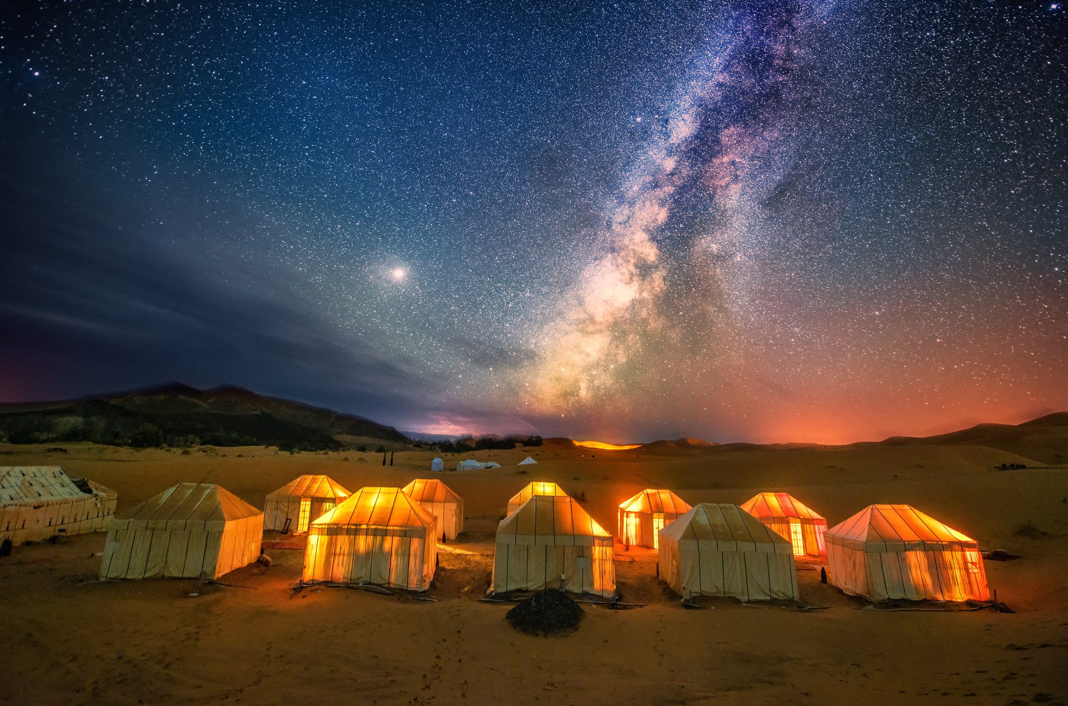 The milky way at the sahara desert in Morocco.