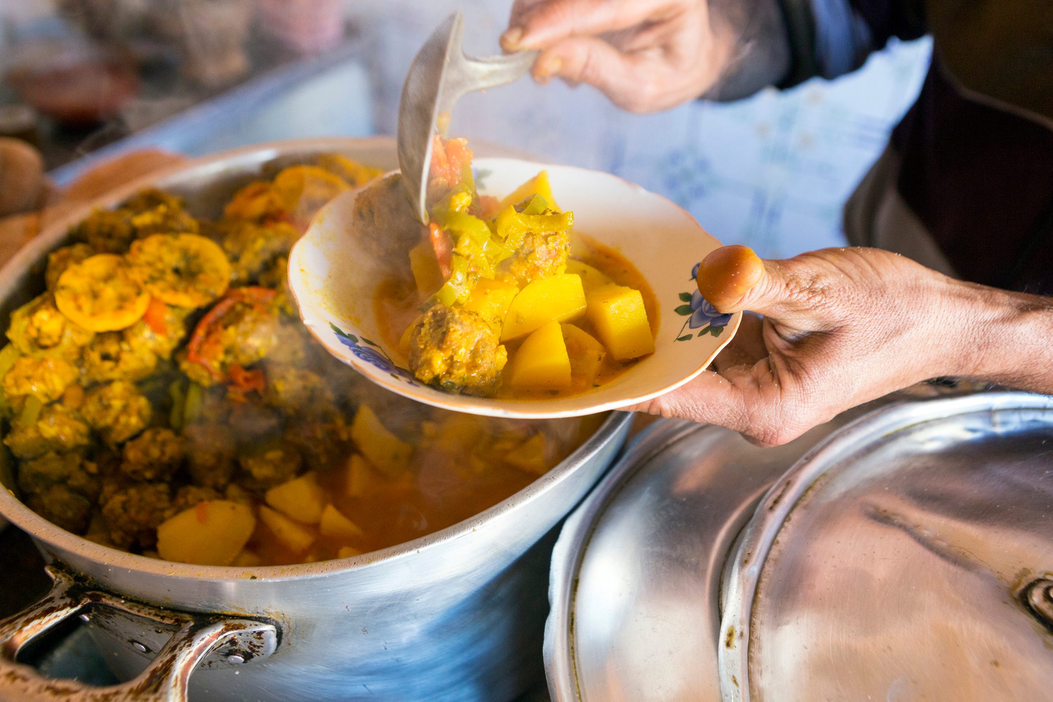 Sardine kefta and preserved lemon tagine stew, Marrakech