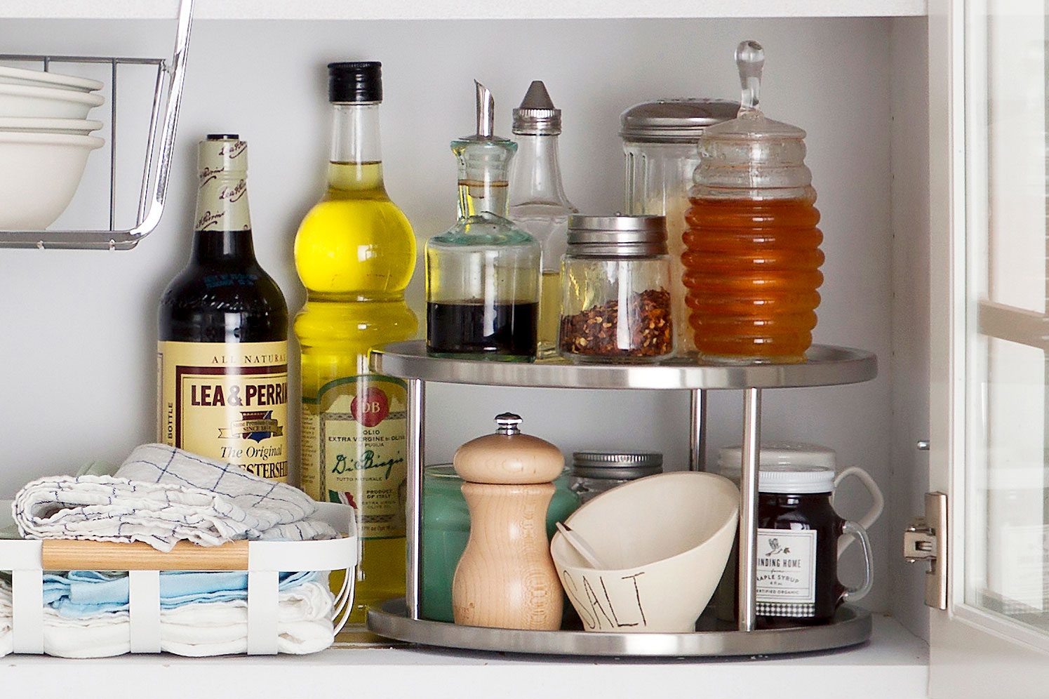 lazy susan in cupboard