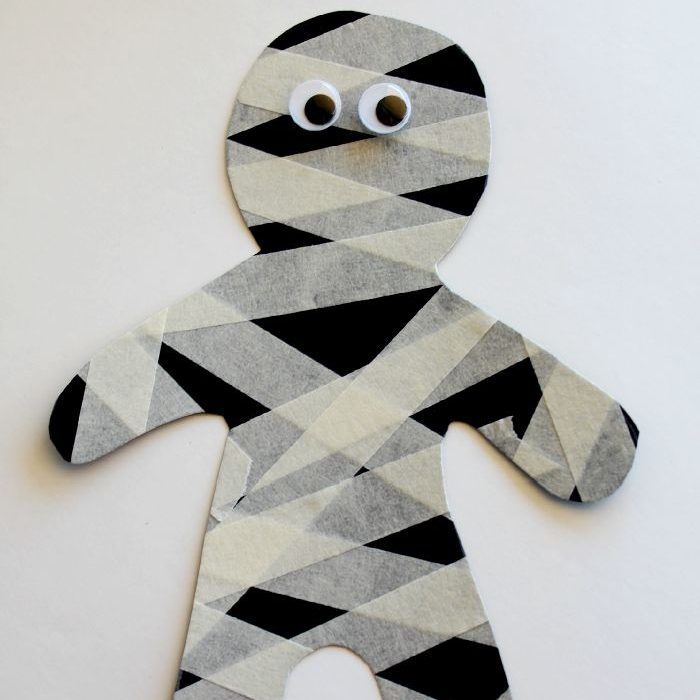 Easy Halloween Craft For Kids Masking Tape Mummy