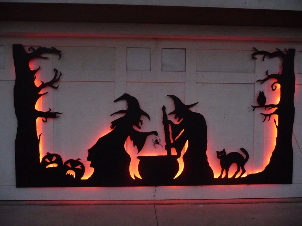 Witches Brew decoration On Garage