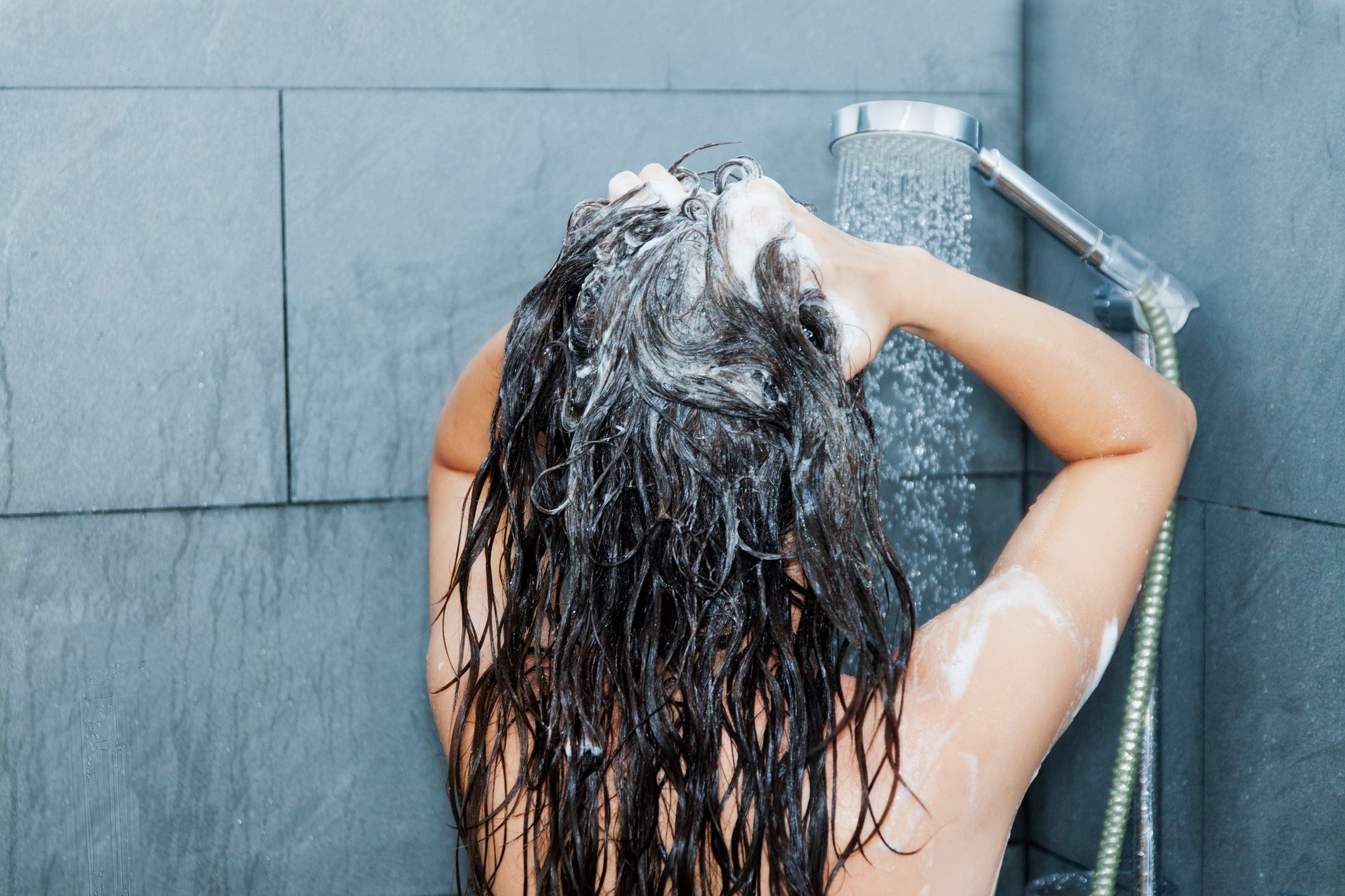 Woman washing her hair